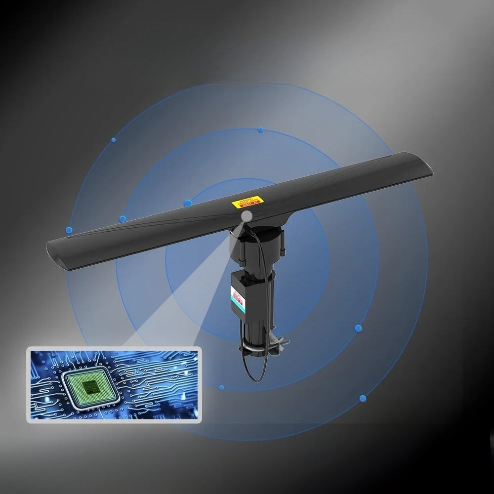 Military Style HD TV Antenna with 360° Remote Rotation