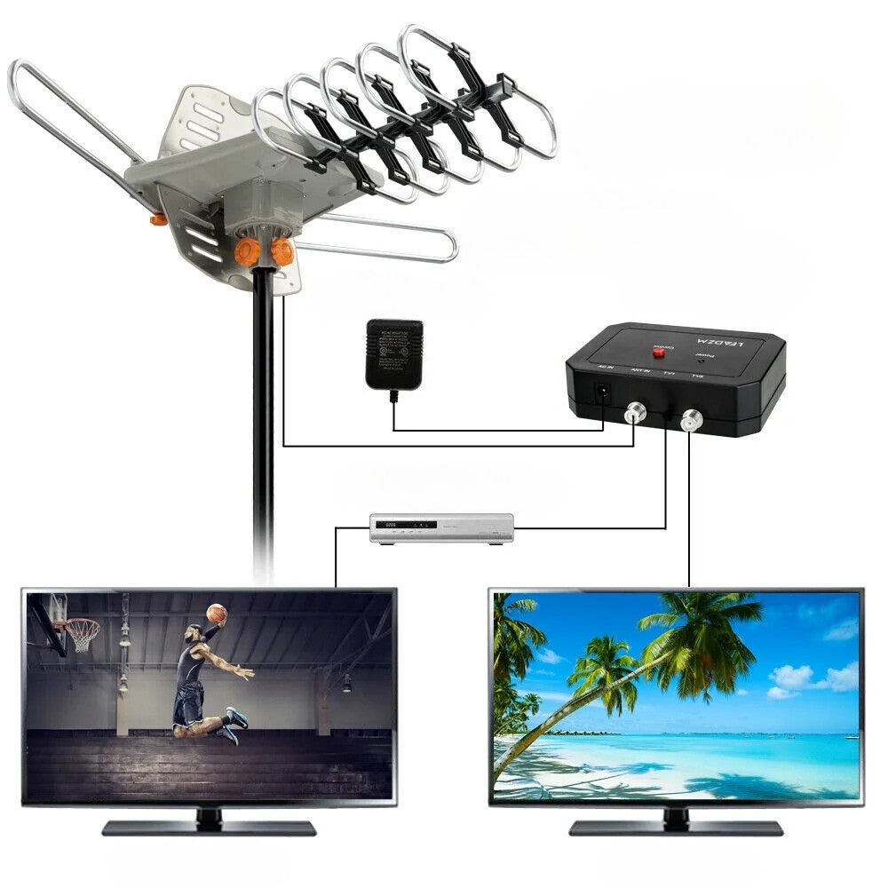 150 Mile Range Amplified Outdoor TV Antenna for Smart TV
