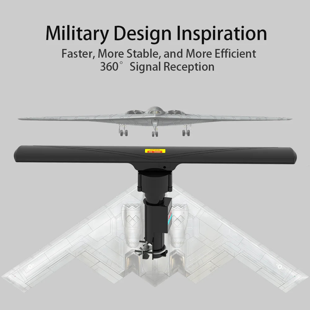 Military Style HD TV Antenna with 360° Remote Rotation