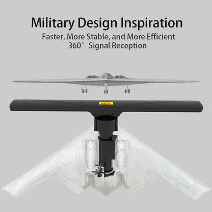 Military Style HD TV Antenna with 360° Remote Rotation
