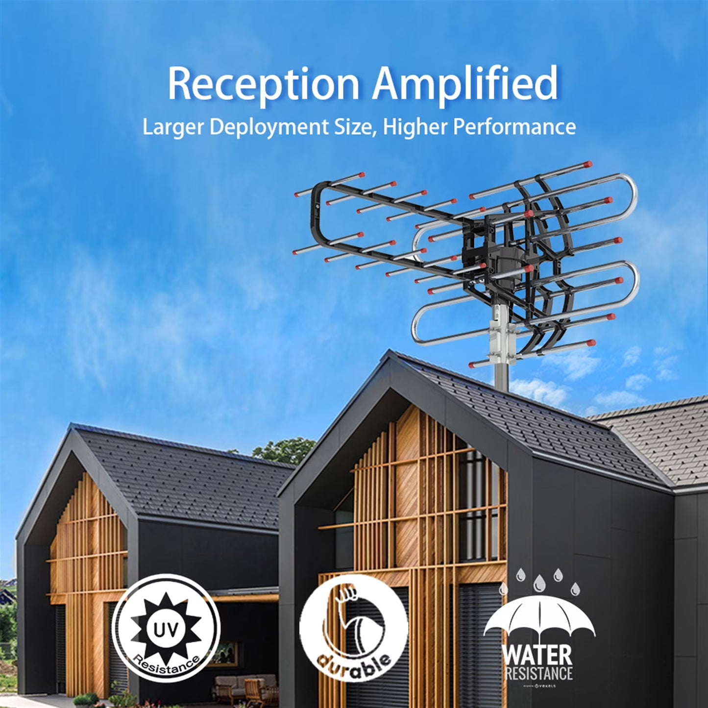 Outdoor TV Antenna with Signal Booster 150 Mile Range