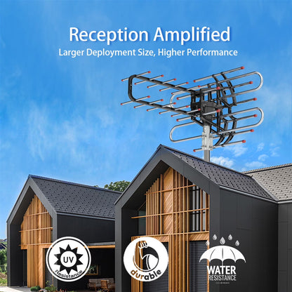 Outdoor TV Antenna with Signal Booster 150 Mile Range